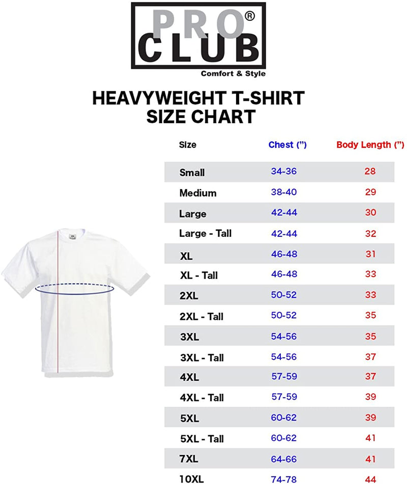 Pro Club Men's Heavyweight Cotton Short Sleeve Crew Neck T-Shirt